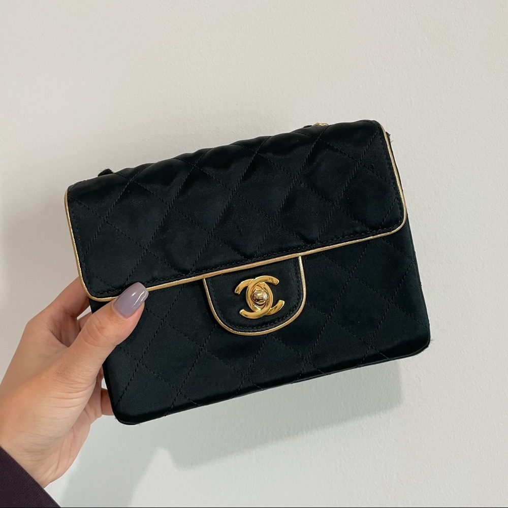 SALE Rare Chanel Vintage Silk Mini Square Bag